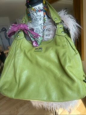 Coach Lime Green Leather Hobo Shoulder Bag
